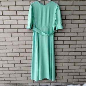 Vintage Handmade Mennonite Cape Dress Size Medium 40" Bust Formal Pastel Green